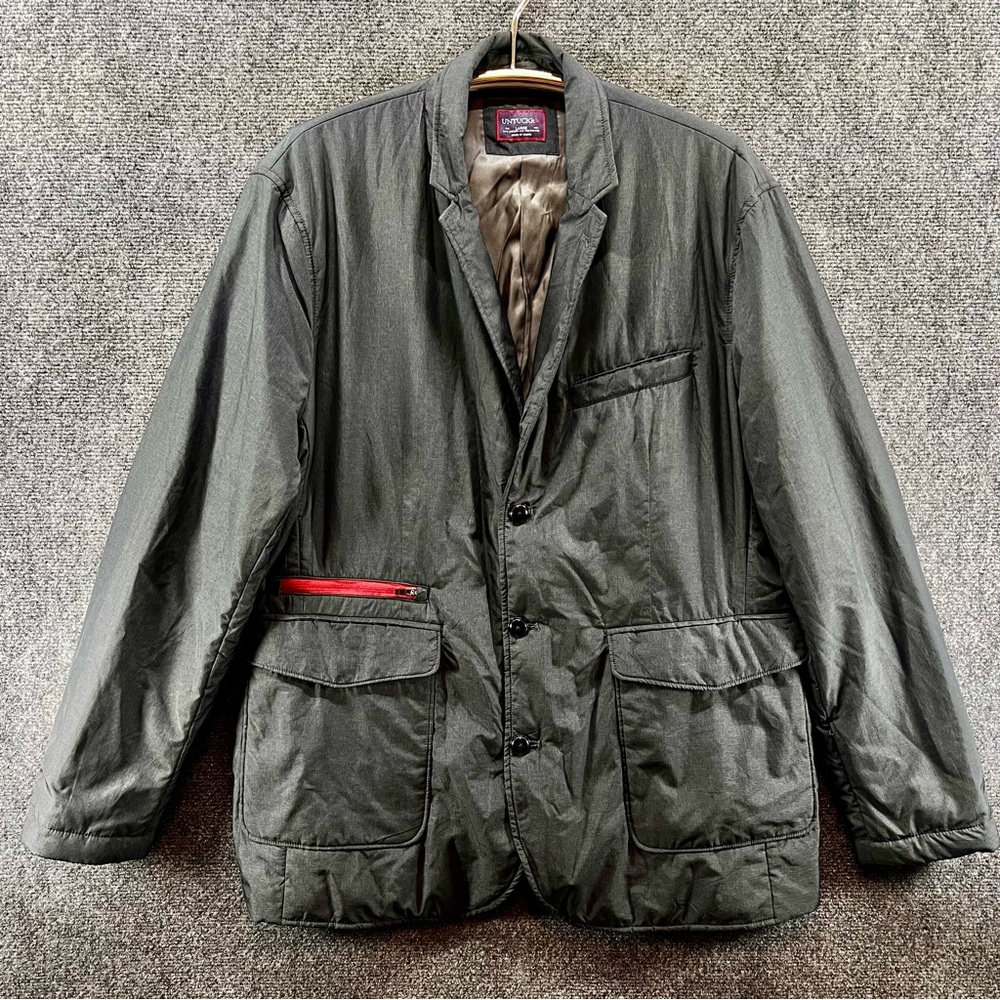 UNTUCKit Blazer Jacket Mens Large‎ Gray Casual Zip Button Up Windbreaker Coat